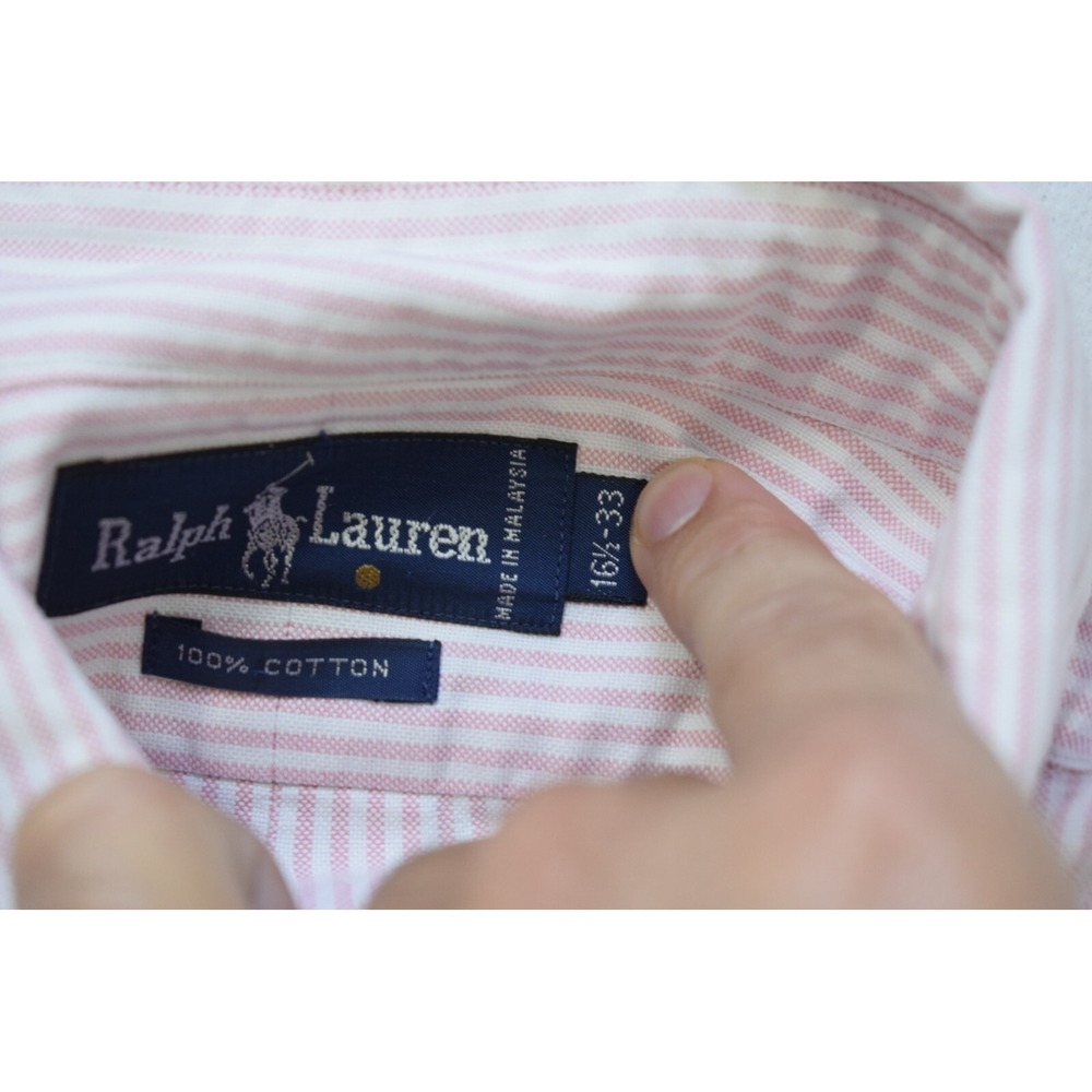 VTG Polo Ralph Lauren Dress Shirt Striped Long Sleeve Mens Size 16.5-33 Large - Picture 8 of 9